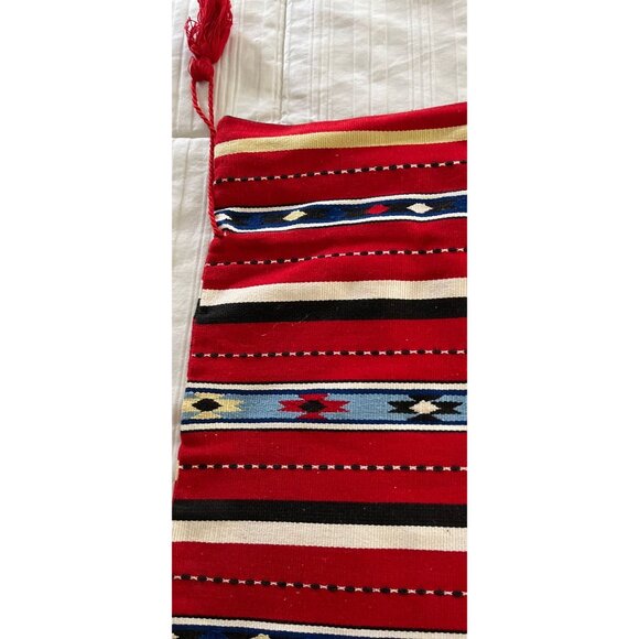 Vintage 1970's Handmade Romanian Drawstring Bag Purse Red Classic Romanian Text - Picture 2 of 8